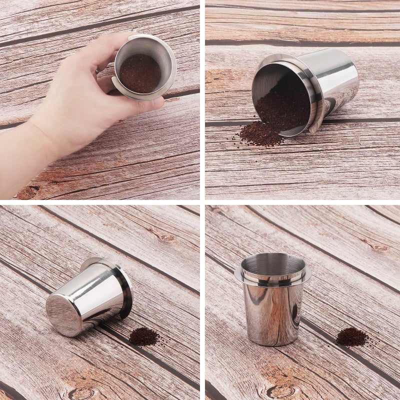 TQEONKL Coffee Dosing Cup 54mm  Stainless Steel Espresso Coffee Dosing Cup Espresso Coffee Machine Accessories  Coffee Powder Feeder Part Coffee Grinder Powder Cup Compatible with 54mm Portafilter - Image 4